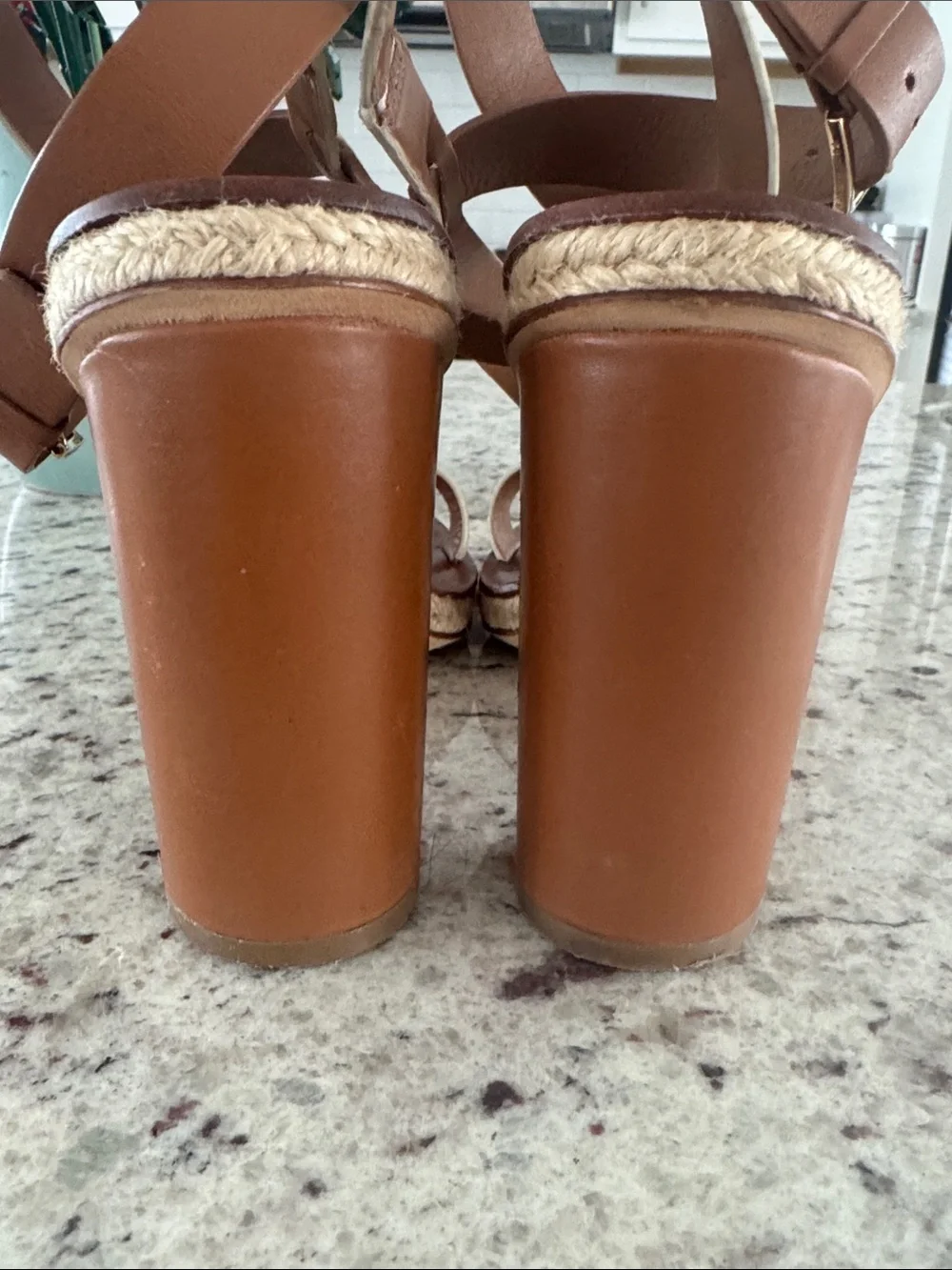 Tory Burch Brown and White Leather Crossover Ankle-Strap Sandals